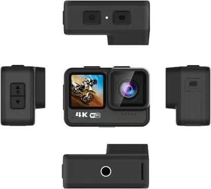 Triumphant Standard 4K 60FPS Action Camera 24MP WiFi Sports Camera 170° Wide Angle Lens Dual Screen Touch Control Anti-Shake 21M/69ft Body Waterproof with Mounting Accessories Kit for Diving Surfing Skiing Cycling